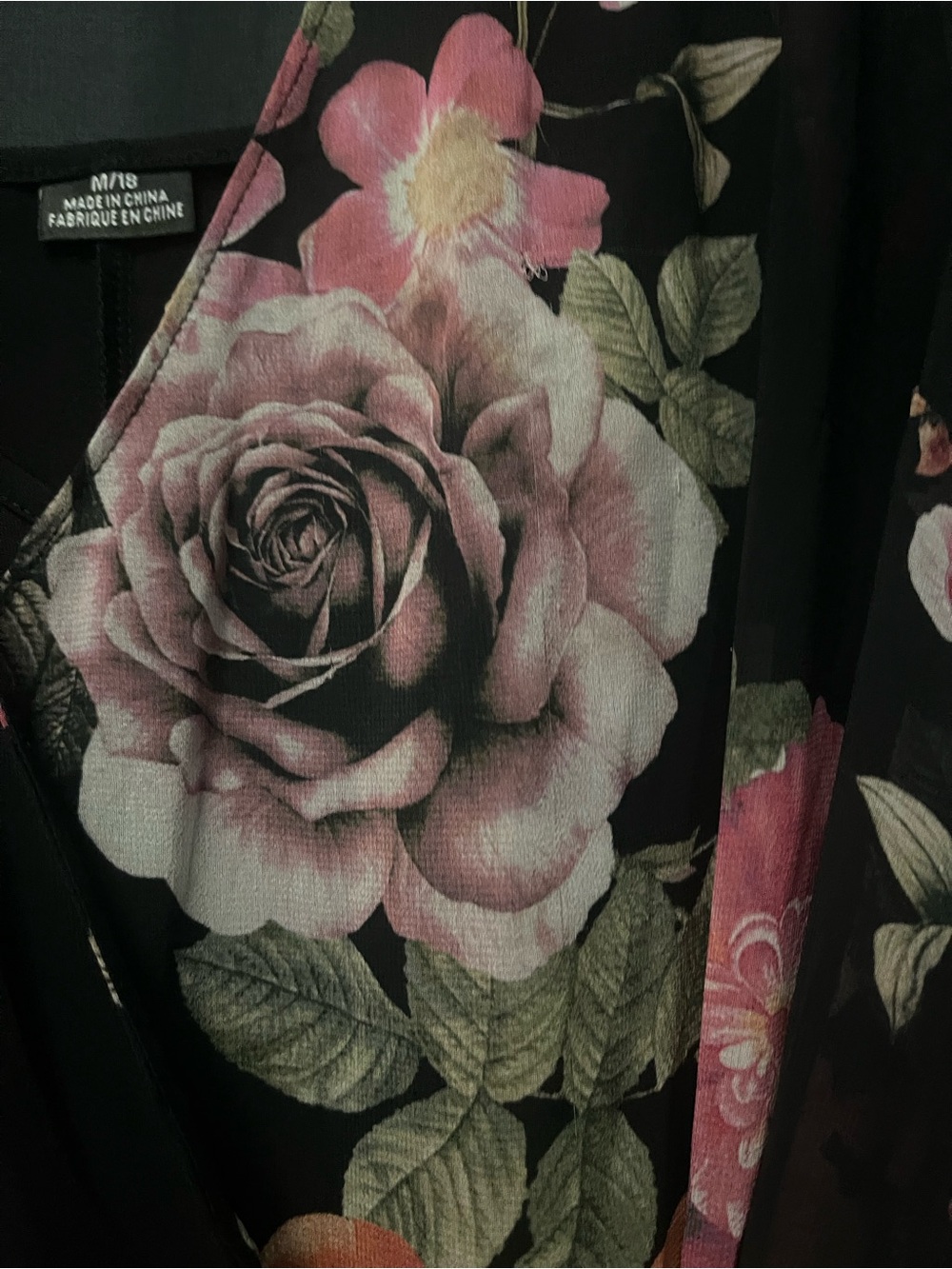 City Chic Paradise Floral Wrap Maxi Dress Black Pink Size M 18 Wedding Guest - Picture 8 of 10